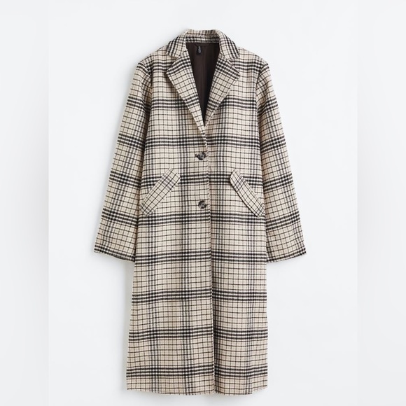 H&M Jackets & Blazers - H&M Plaid Coat in Light beige/plaid